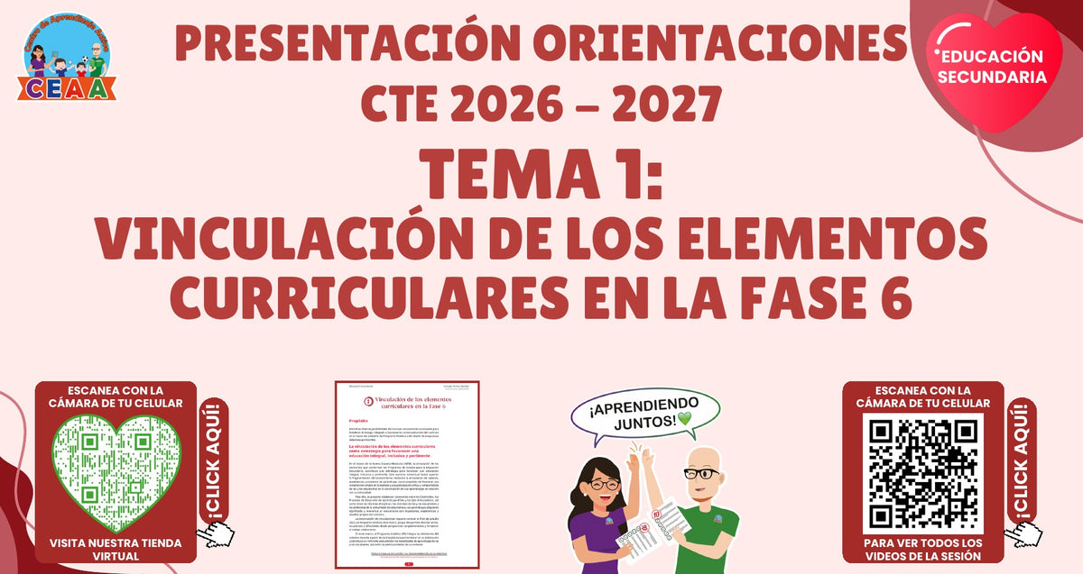 Presentación CTE 2026-2027 editable en PowerPoint: Vinculación curricular en la fase 6 | Secundaria Tema 1