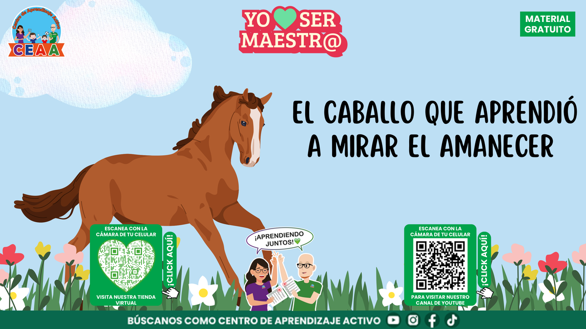 Portada de El caballo que aprendió a mirar el amanecer, historia reflexiva CEAA.