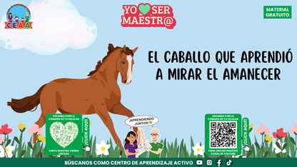 Portada de El caballo que aprendió a mirar el amanecer, historia reflexiva CEAA.