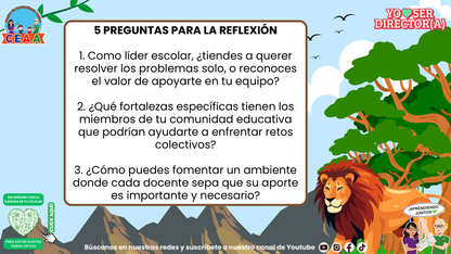Preguntas para reflexionar sobre liderazgo escolar y fortalezas de la comunidad educativa.