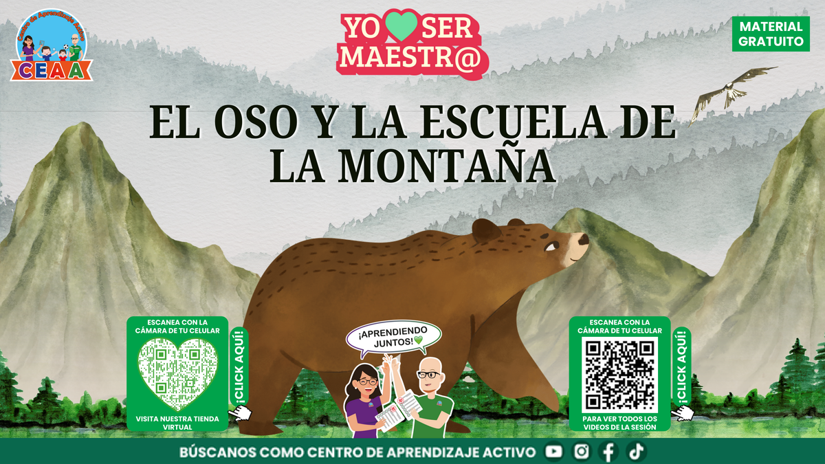Portada de El oso y la escuela de la montaña, historia reflexiva CEAA en PDF.