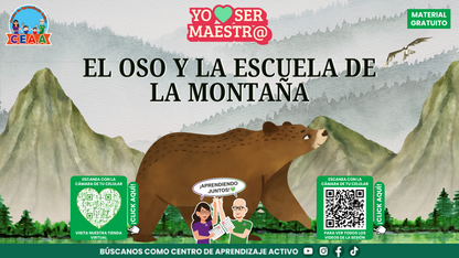 Portada de El oso y la escuela de la montaña, historia reflexiva CEAA en PDF.