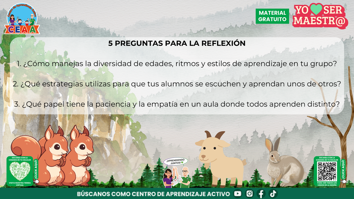 Preguntas para maestros sobre diversidad, aprendizaje entre compañeros y empatía.