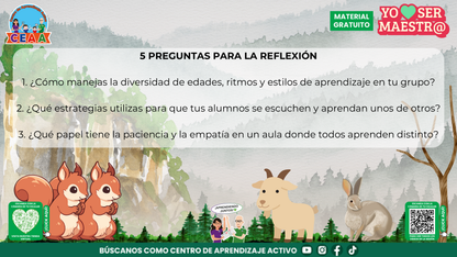 Preguntas para maestros sobre diversidad, aprendizaje entre compañeros y empatía.