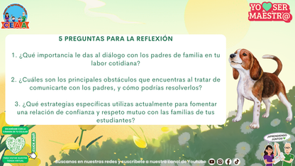 Preguntas sobre diálogo, confianza y comunicación con las familias.