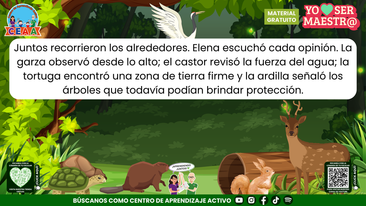 Elena y sus compañeros observan el entorno y reúnen distintas perspectivas; página 7.