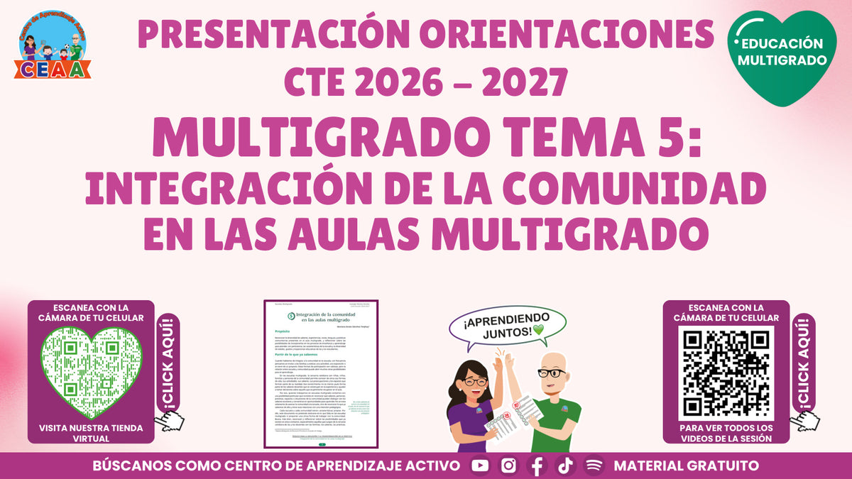 Presentación CTE 2026-2027 gratuita en PDF: Integración de la comunidad en las aulas multigrado | Multigrado Tema 5