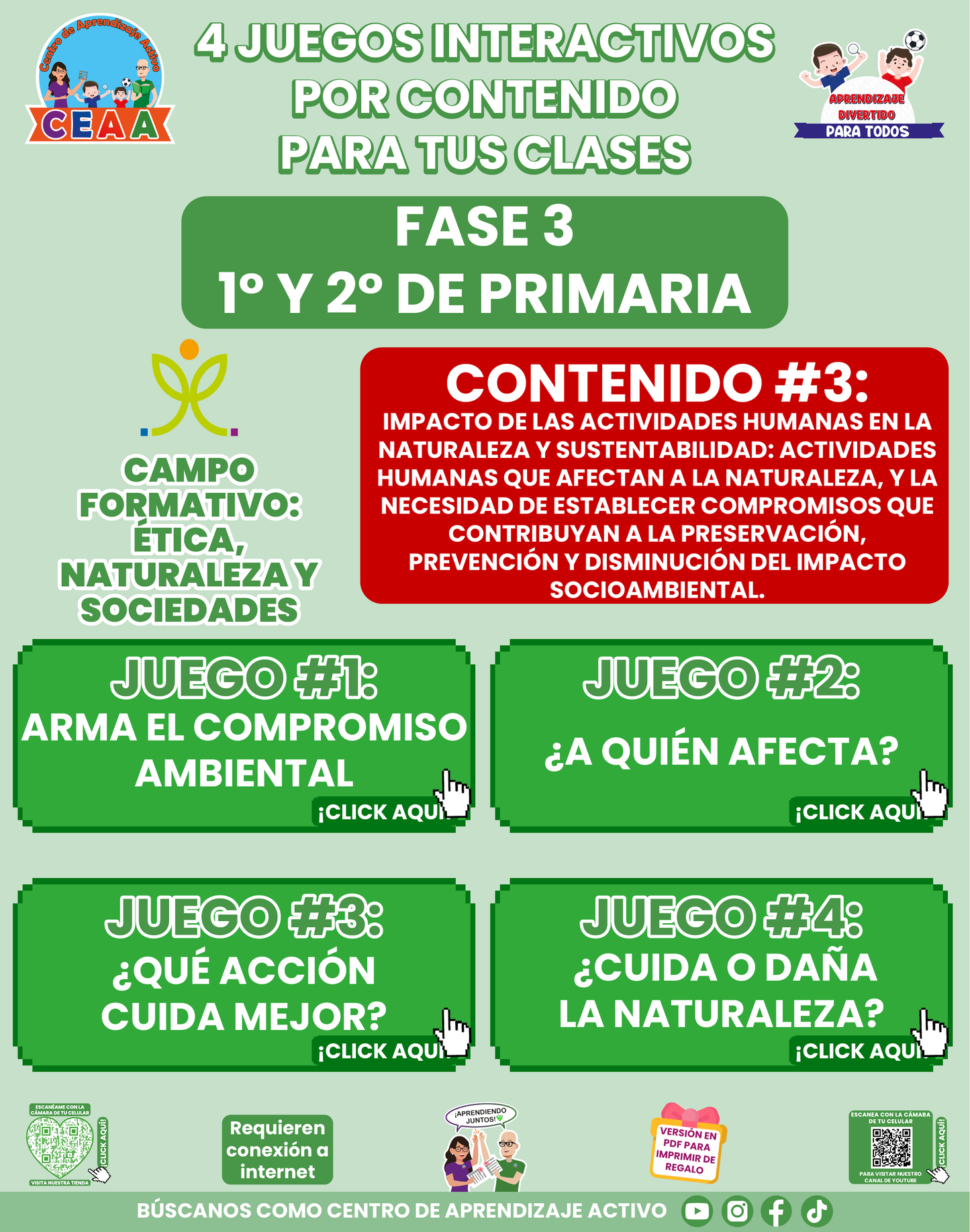 4 JUEGOS INTERACTIVOS POR CONTENIDO PARA TUS CLASES - Fase 3 - ÉTICA, NATURALEZA Y SOCIEDADES - Contenido 3