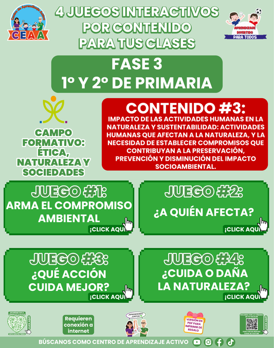4 JUEGOS INTERACTIVOS POR CONTENIDO PARA TUS CLASES - Fase 3 - ÉTICA, NATURALEZA Y SOCIEDADES - Contenido 3
