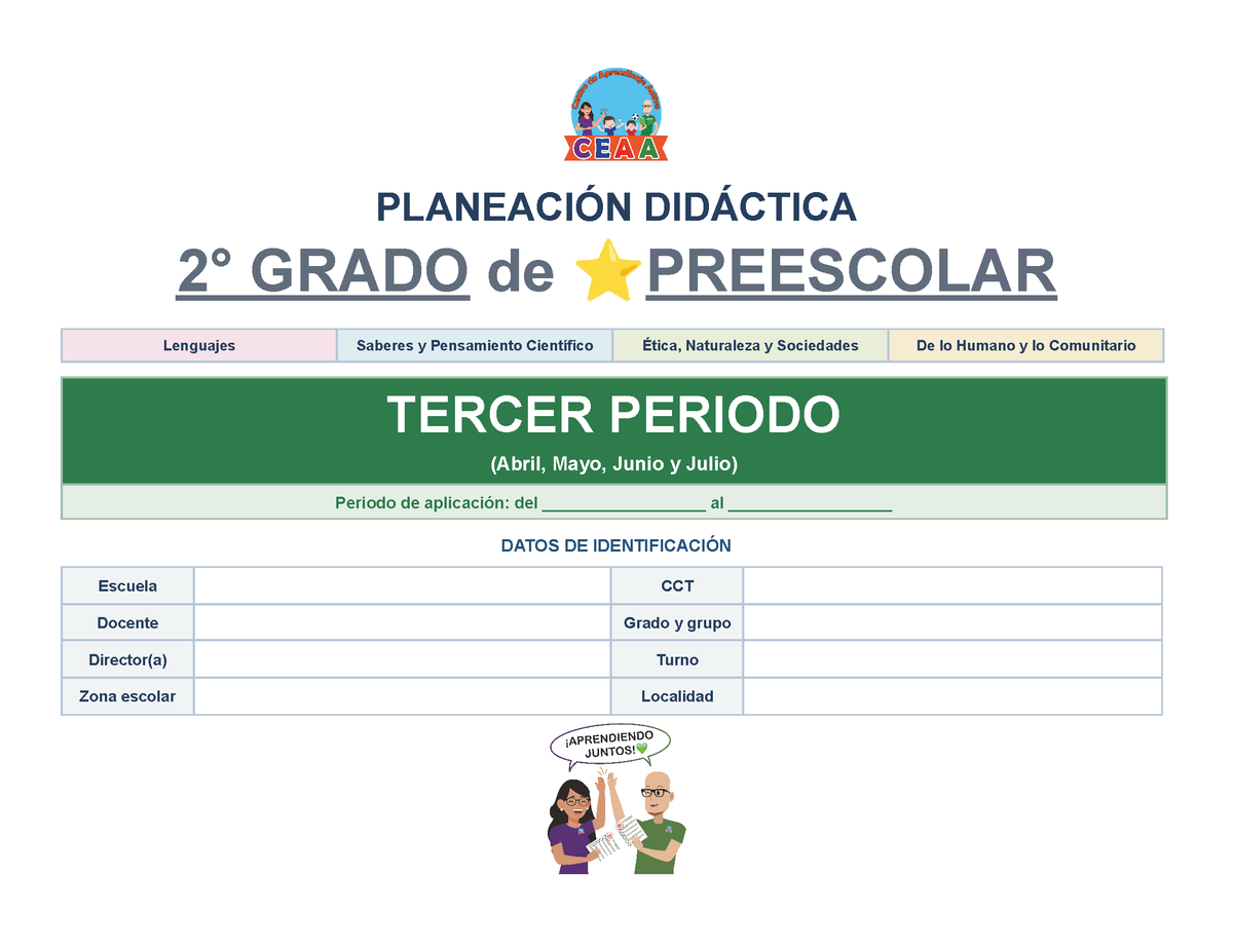 PLANEACIÓN 2° ⭐Preescolar Tercer Periodo (Abr, May, Jun, Jul) ✏️Editable en Word
