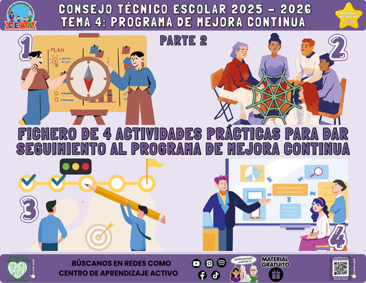 Portada del fichero de cuatro actividades sobre Programa de mejora continua, parte 2 en PDF (Material recuperado 25/26)