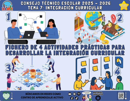 Portada del fichero de cuatro actividades sobre Integración curricular en PDF (Material recuperado 25/26)
