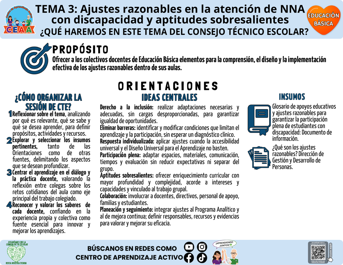 Infografía ¿Qué haremos en el CTE? 2026-2027: Ajustes razonables, Educación Básica tema 3, PDF