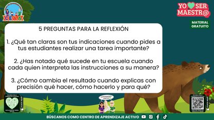 Preguntas sobre claridad de indicaciones y comunicación en la escuela.