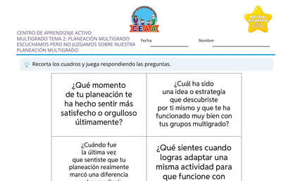Vista parcial del juego para imprimir 1: Escuchamos pero no juzgamos sobre nuestra planeación multigrado — Planeación didáctica multigrado (Material recuperado 25/26)