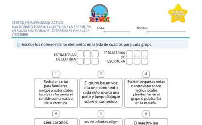 Vista parcial del juego para imprimir 3: Estrategias para leer y escribir — La lectura y la escritura en aulas multigrado (Material recuperado 25/26)