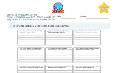 Vista parcial del juego para imprimir 1: Escuchamos pero no juzgamos sobre nuestro programa analítico — Programa analítico (Material recuperado 25/26)