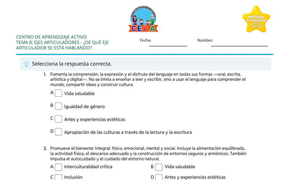 Vista parcial del juego para imprimir 2: ¿De qué eje articulador se está hablando? — Ejes articuladores (Material recuperado 25/26)