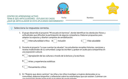Vista parcial del juego para imprimir 3: Estudio de casos: ¿Qué eje articulador se está aplicando mayormente? — Ejes articuladores (Material recuperado 25/26)