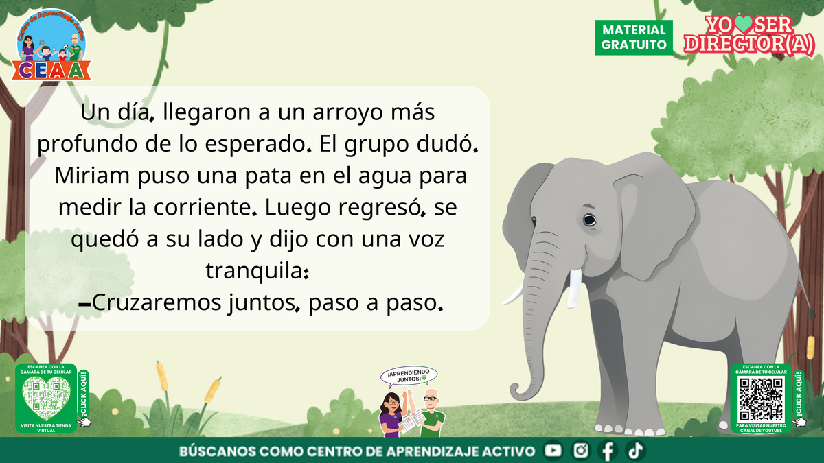 Miriam acompaña a la manada ante el reto de cruzar un arroyo.