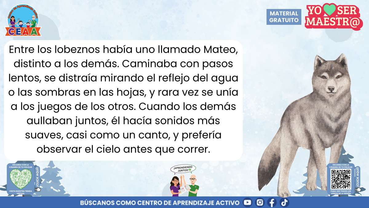 Mateo, el lobezno, observa el entorno y participa a su propio ritmo.