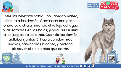 Mateo, el lobezno, observa el entorno y participa a su propio ritmo.