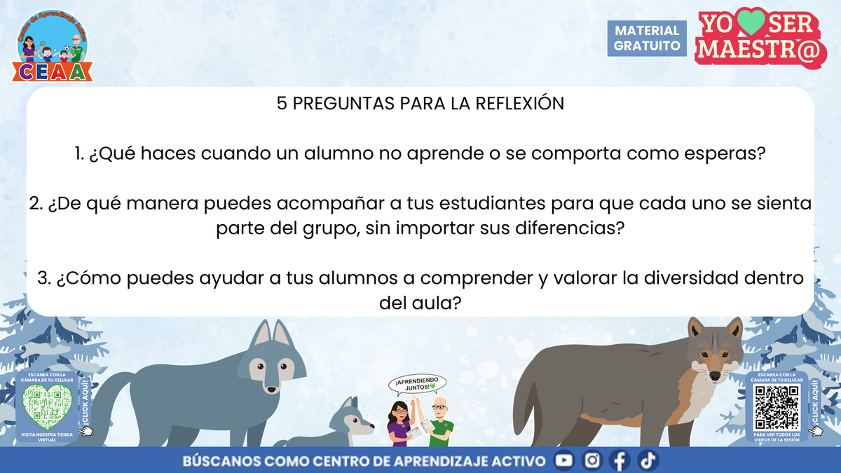 Preguntas sobre acompañamiento, diversidad e inclusión en el aula.