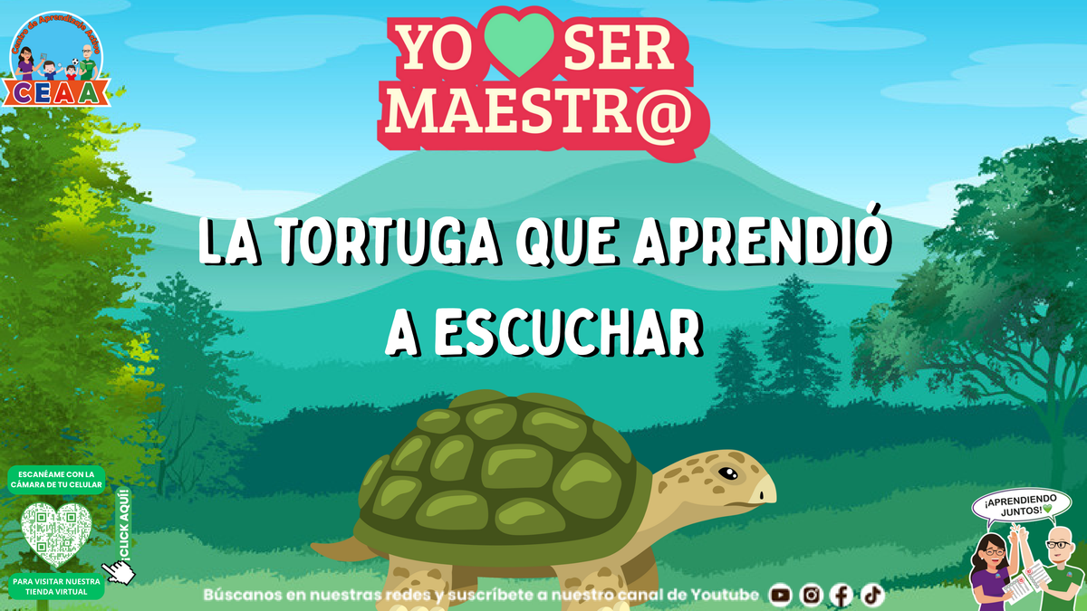 Portada de La tortuga que aprendió a escuchar, historia ilustrada CEAA en PDF