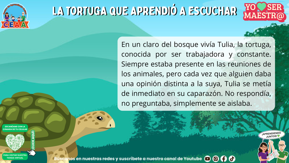 Tulia se refugia en su caparazón al escuchar opiniones distintas en el bosque