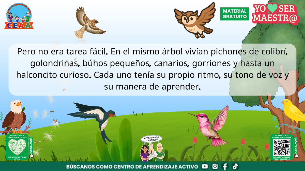 Aves de distintas especies comparten el árbol y tienen diversas formas de aprender