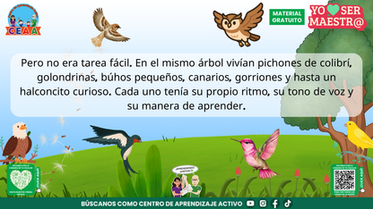 Aves de distintas especies comparten el árbol y tienen diversas formas de aprender