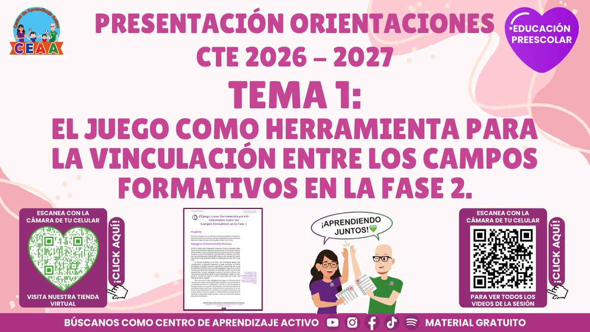 Presentación CTE 2026-2027 gratuita en PDF: Juego y campos formativos, Educación Preescolar tema 1