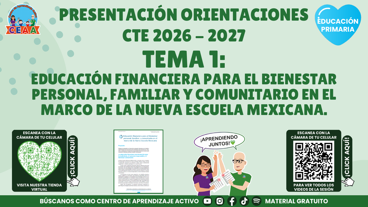 Presentación CTE 2026-2027 gratuita en PDF: Educación financiera para el bienestar, Educación Primaria tema 1