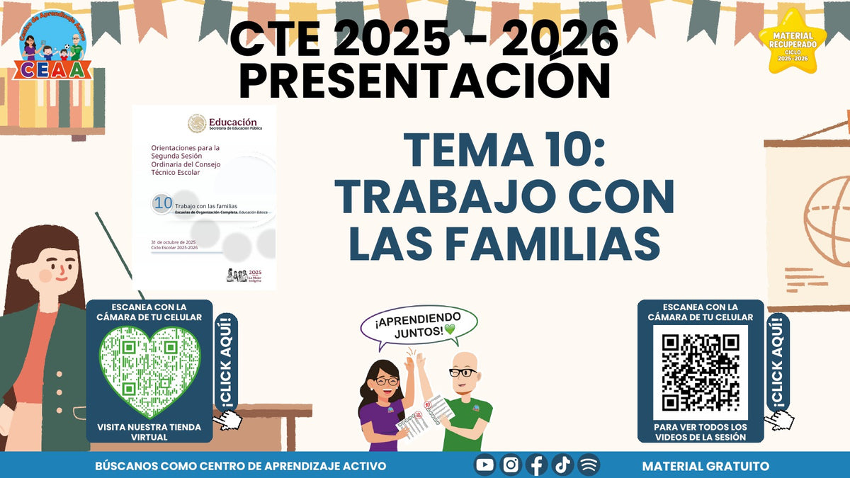 Portada de la presentación de Trabajo con las familias en PDF (Material recuperado 25/26)