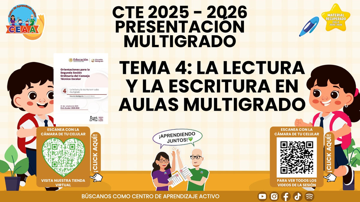 Portada de la presentación de La lectura y la escritura en aulas multigrado en PowerPoint editable (Material recuperado 25/26)