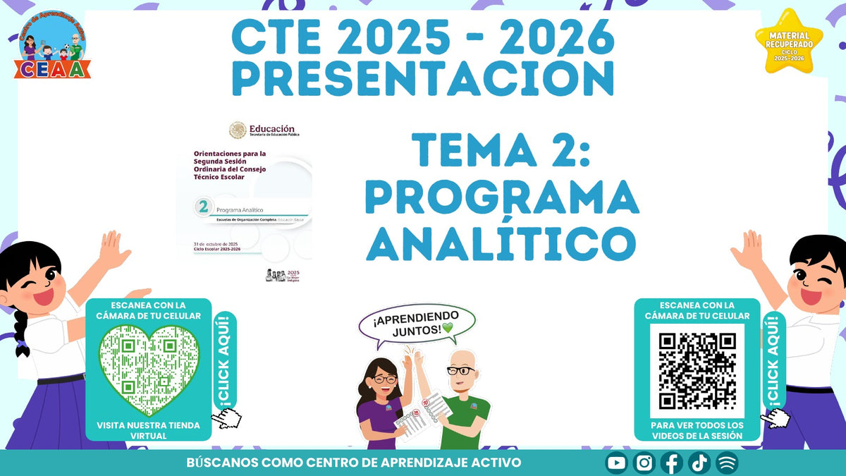 Portada de la presentación de Programa analítico en PowerPoint editable (Material recuperado 25/26)