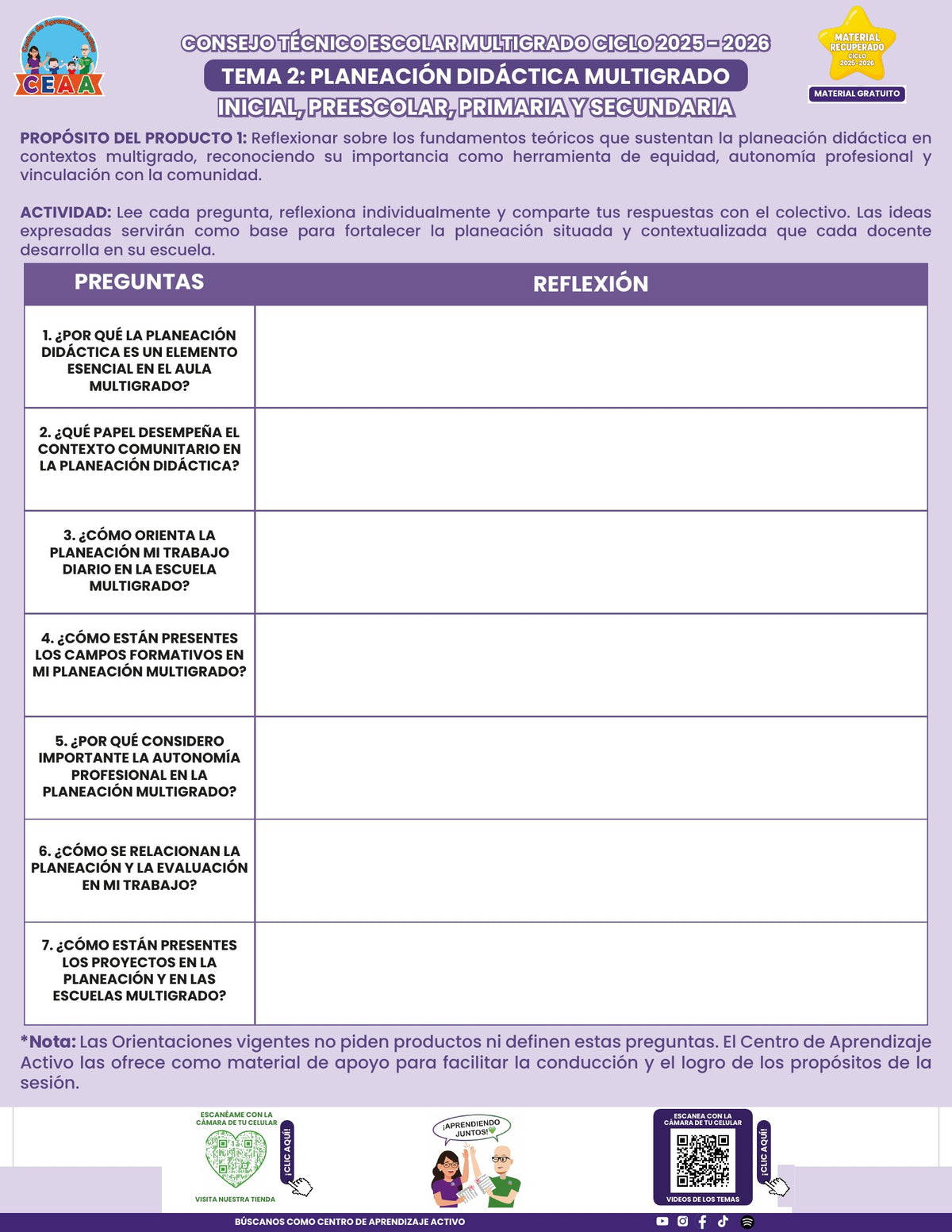 Portada de los productos CTE sobre Planeación didáctica multigrado en PDF (Material recuperado 25/26)