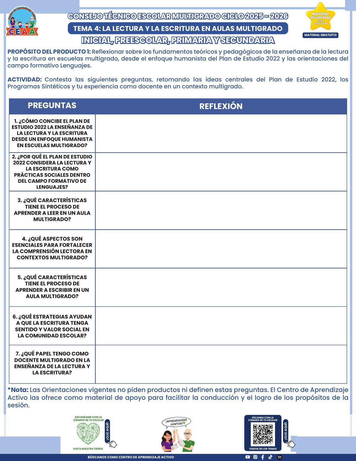 Portada de los productos CTE sobre Lectura y escritura en aulas multigrado en PDF (Material recuperado 25/26)
