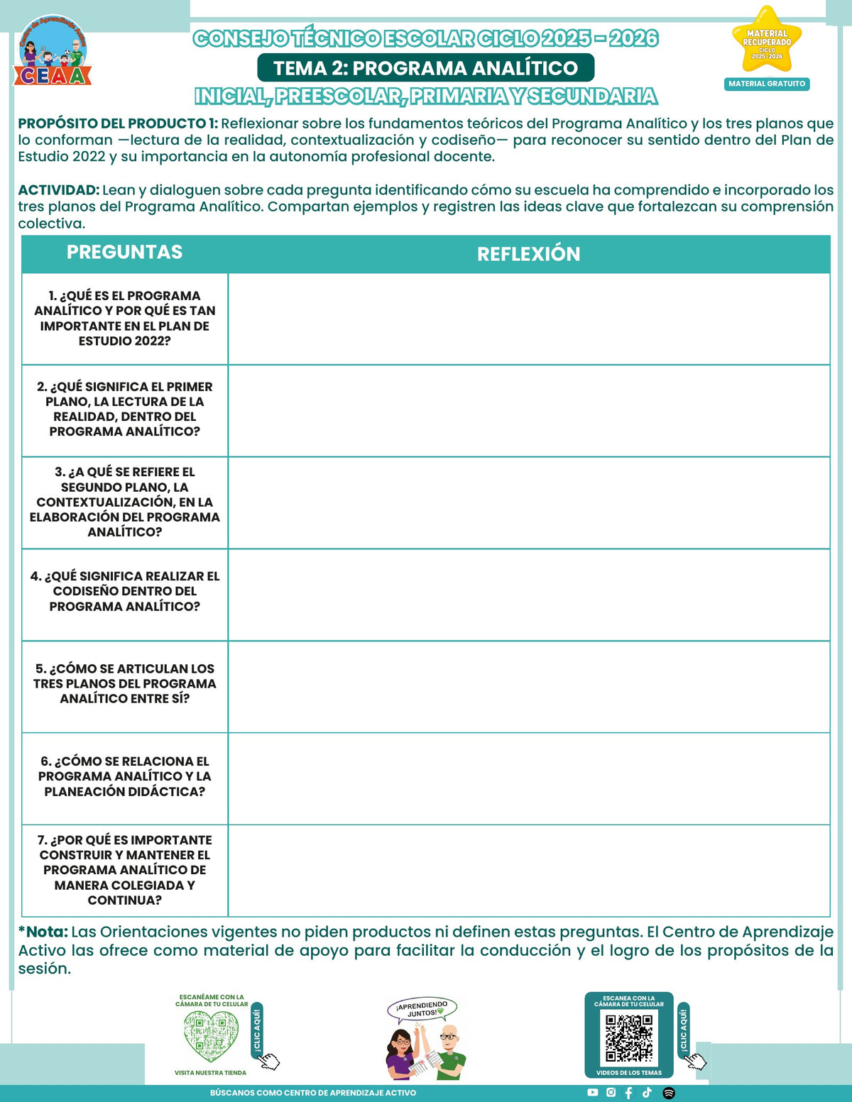Portada de los productos CTE sobre Programa analítico en PDF (Material recuperado 25/26)
