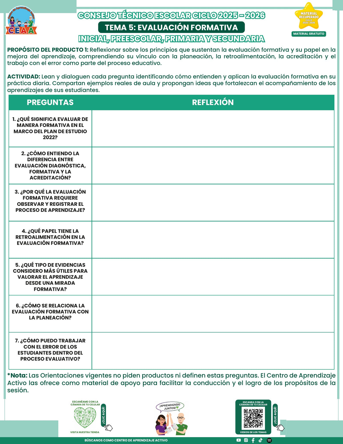 Portada de los productos CTE sobre Evaluación formativa en PDF (Material recuperado 25/26)