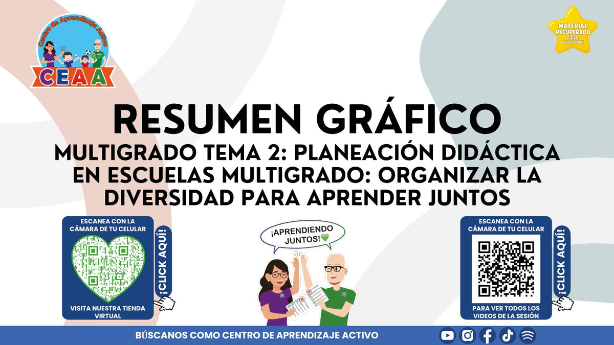 Portada del resumen gráfico de Planeación didáctica multigrado en PowerPoint editable (Material recuperado 25/26)