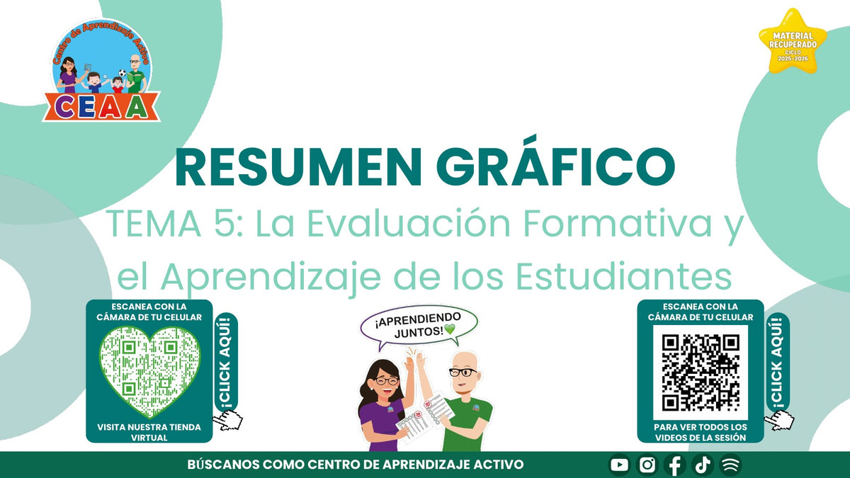 Portada del resumen gráfico de Evaluación formativa en PowerPoint editable (Material recuperado 25/26)
