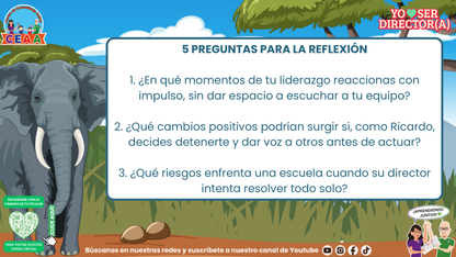 Preguntas sobre liderazgo escolar, decisiones impulsivas y escucha del equipo