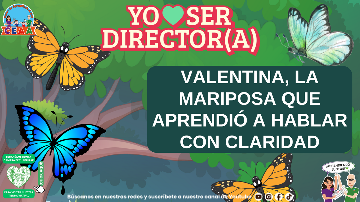 Portada de Valentina, la mariposa que aprendió a hablar con claridad, historia CEAA